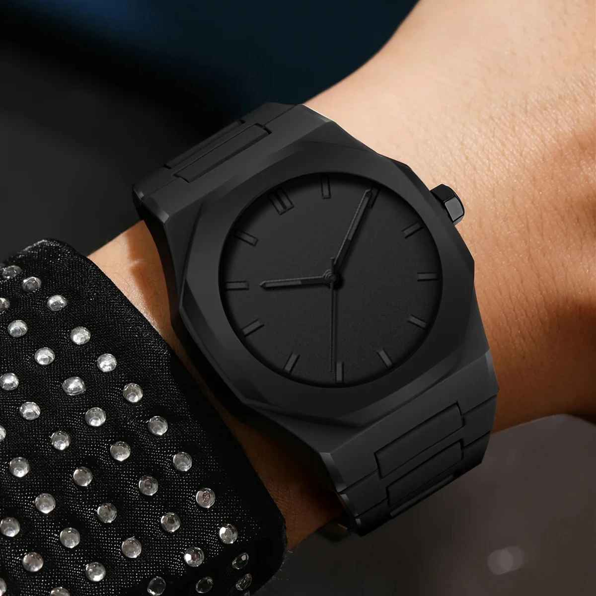 best black aura watch  with ring & chain  free
